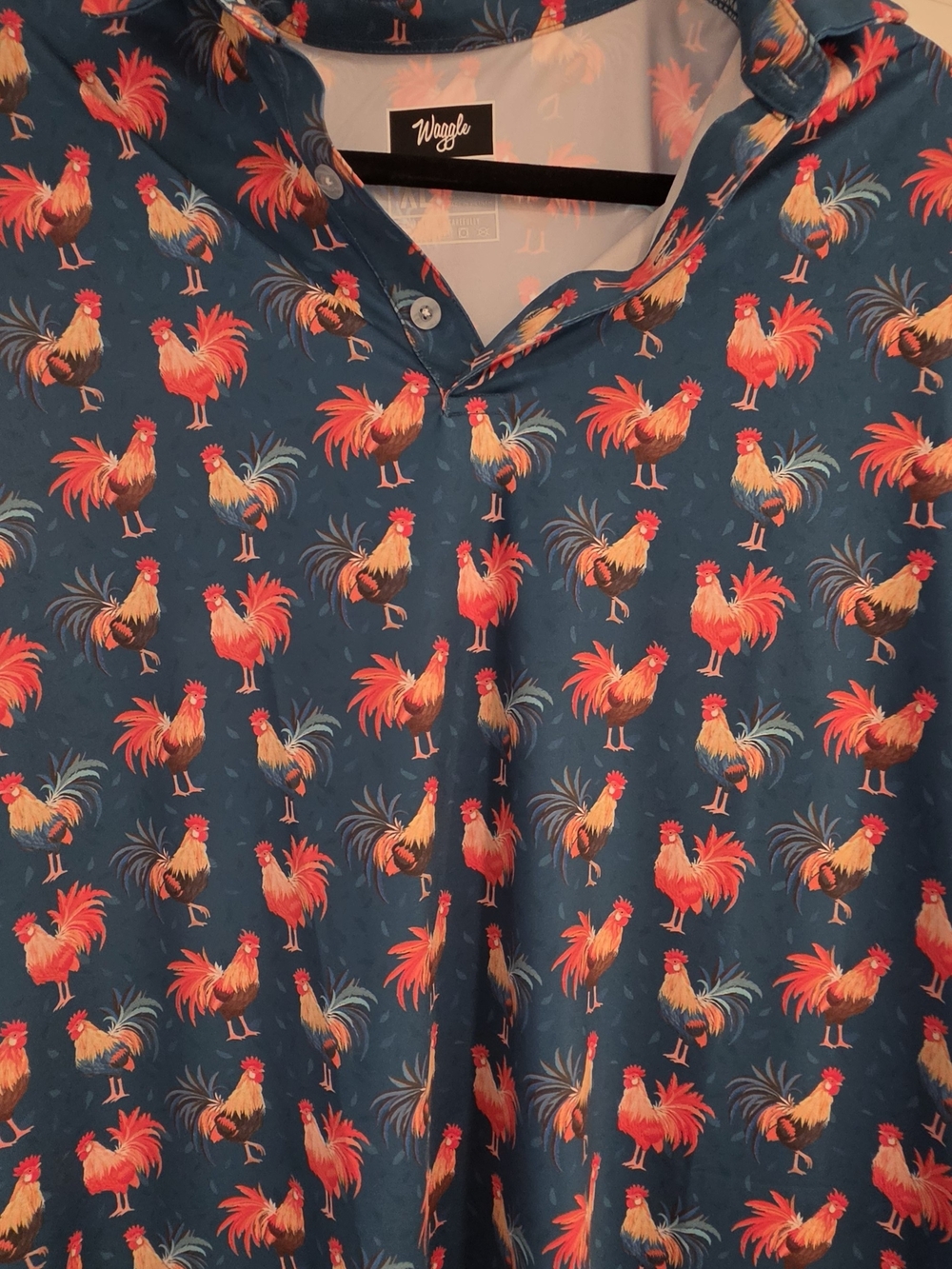 Men's Navy Blue Rooster Print Shirt